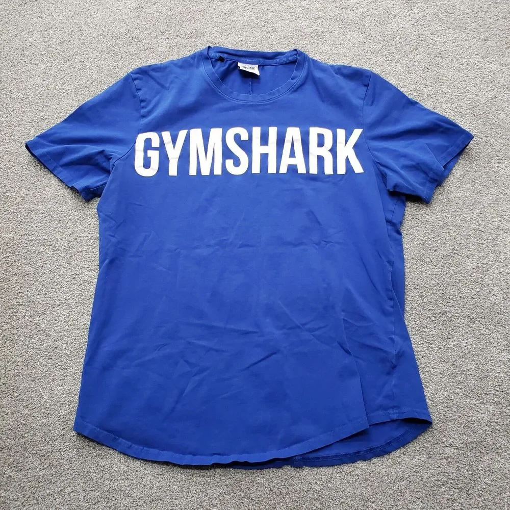 Gymshark Shirt Adult Large Blue Short Sleeve Crew Spell Out Logo Ladies - Picture 1 of 10